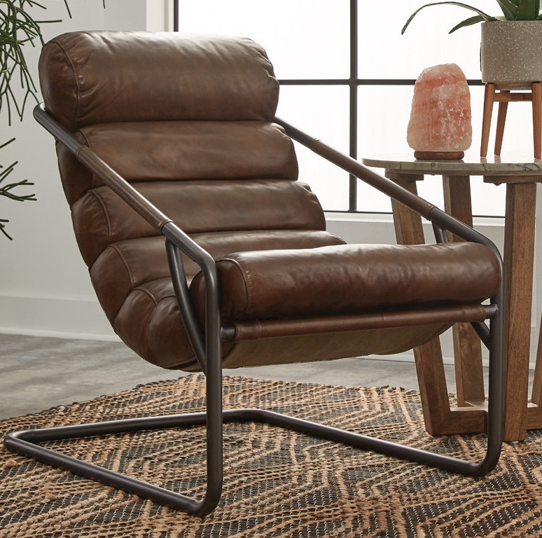 Classic Home Jackson Accent Brown Leather Chair is